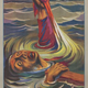 Esta dramática obra ilustra un cartel de la Secretaría de la Marina Nacional, exaltando el valor heróico de los tripulantes de los buques mexicanos que fueron atacados por submarinos nazis.